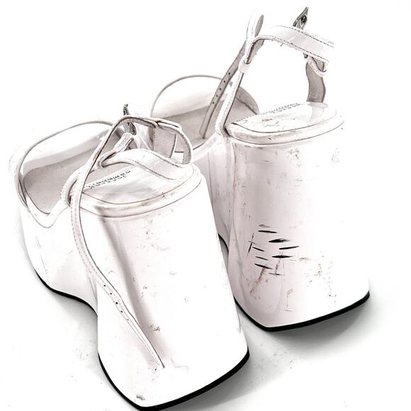 JEFFREY CAMPBELL Exhilarate Platform Wedge Sandal 9.5 White Patent Heels Glam - Picture 5 of 10